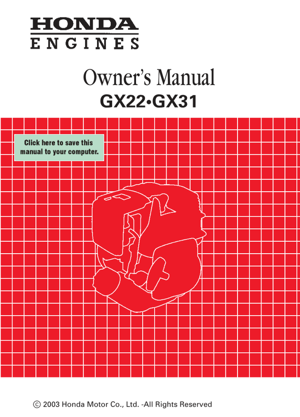 Honda GX Series -GX22 Owners Service Manual