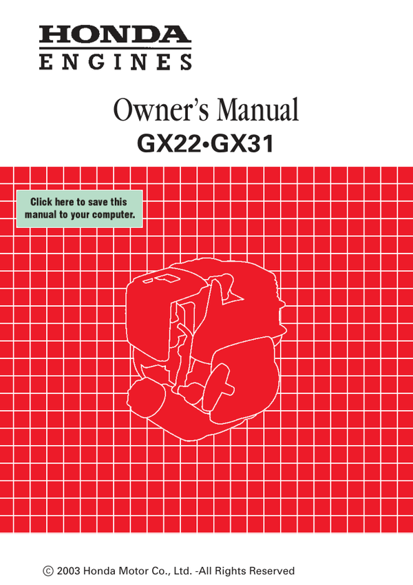 Honda GX Series -GX31 Owners Service Manual