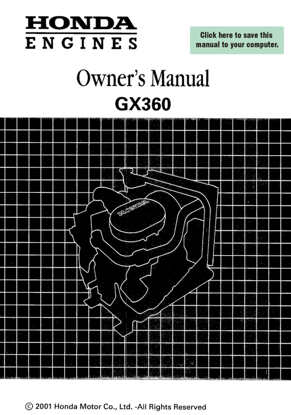 Honda GX Series -GX360 Owners Service Manual