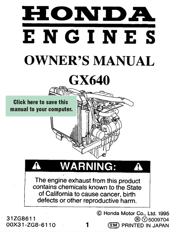 Honda GX Series -GX640 Owners Service Manual