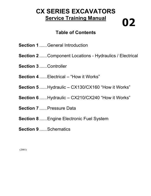 *02 Case CX Series Excavator Service Training Manual   273 pages