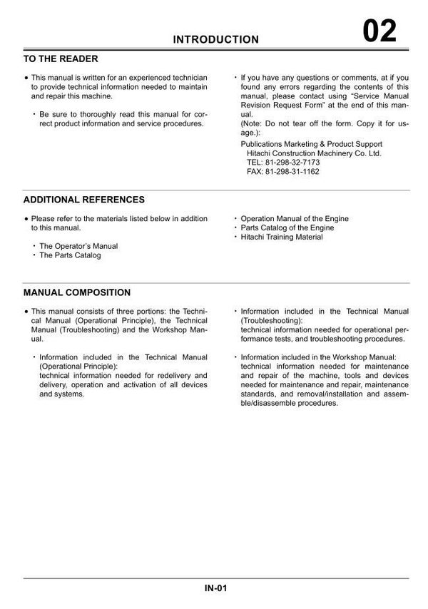 ! 02 Hitachi Zaxis 130W Technical Manual 411 pages