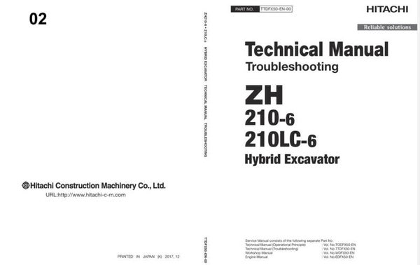 !! 02 Hitachi ZH210-6 ZH210LC-6 Hybrid Excavator Technical Troubleshooting Manual 665 pages