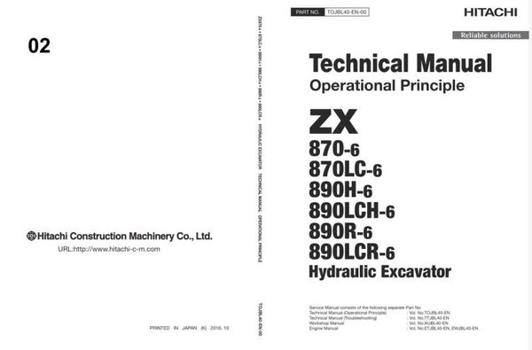 *+ 02 Hitachi ZX870-6, ZX890-6 Series Technical Manuals 936 pages