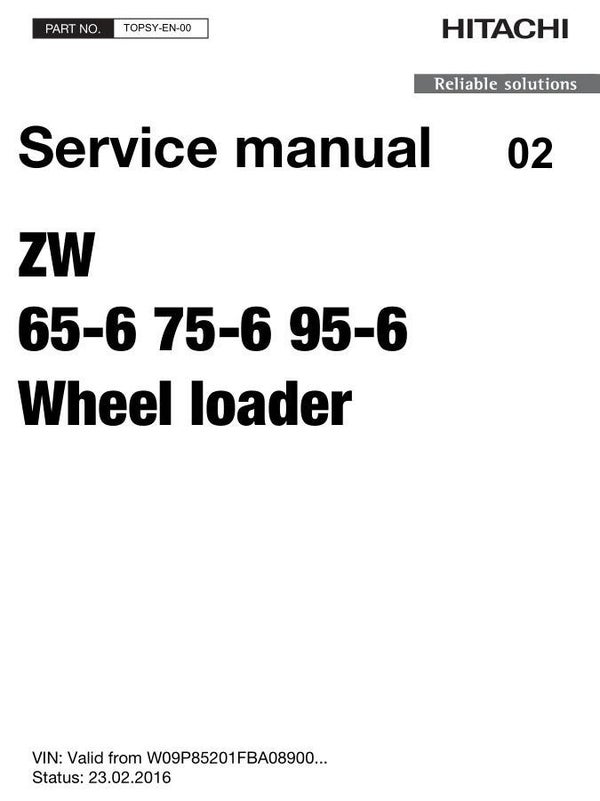 33D 02 Hitachi ZW65-6, ZW75-6, ZW95-6 Wheel Loader Service Manual 145 pages