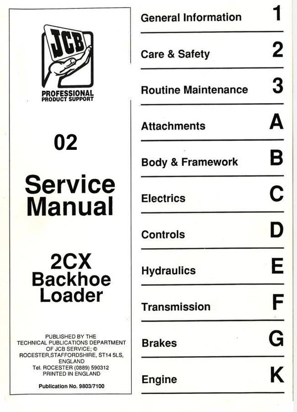 BH 02 JCB 2CX Backhoe Loader Service Repair Manual 341 pages