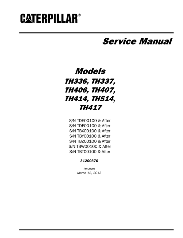 Caterpillar TH220B 330B 360B 560B 580B Workshop Manual