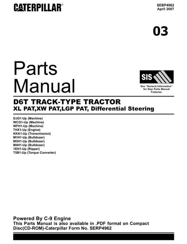 +++03 Caterpillar D6T TRACK-TYPE Dozer Parts Manual 1088 pages
