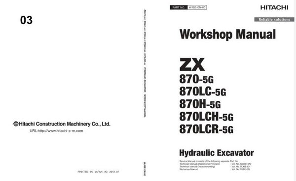 *+ 03 Hitachi ZX870-5G Series Workshop Manual and Diagrams 1020 pages