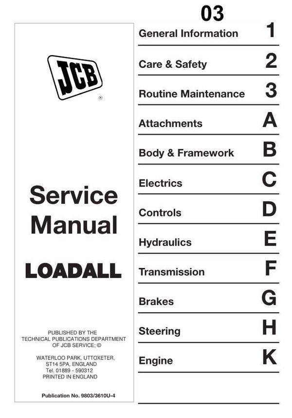 JC 03 JCB 504B 526 Loadall Service Repair Manual 586 pages