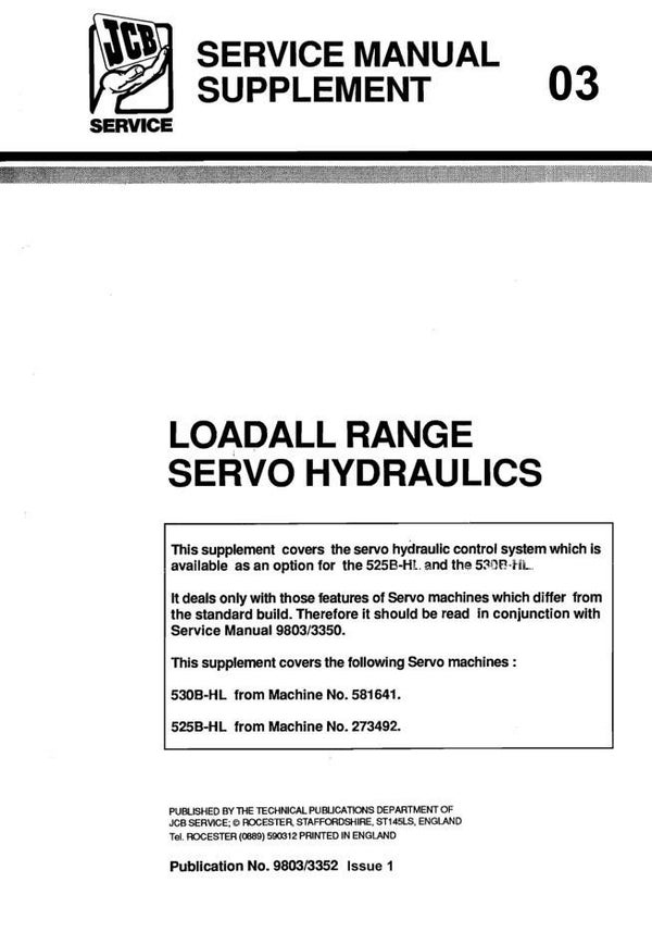 BH 03 JCB 525B HL, 530B HL Loadall Range Supplement Manual 41 pages