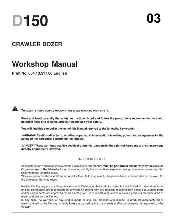 NHB  03 New Holland D150 Crawler Dozer Workshop Manual 373 pages