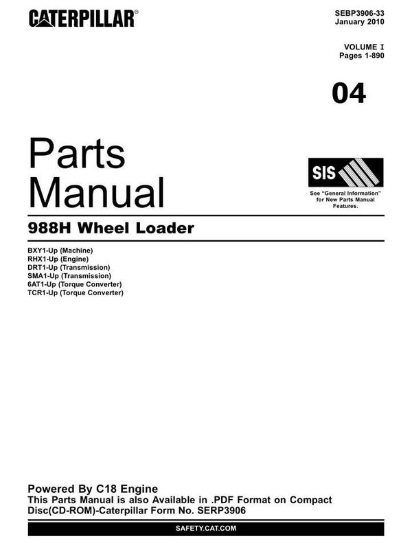 ++04 Caterpillar 988H Wheel Loader Parts Manual 1035 pages