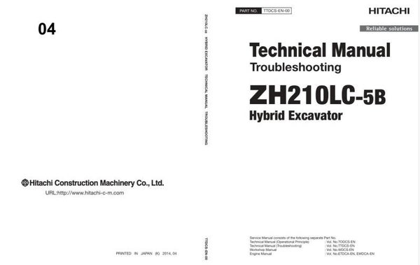 !! 04 Hitachi ZH210LC-5B Hybrid Excavator Technical Troubleshooting Manual 1323 pages