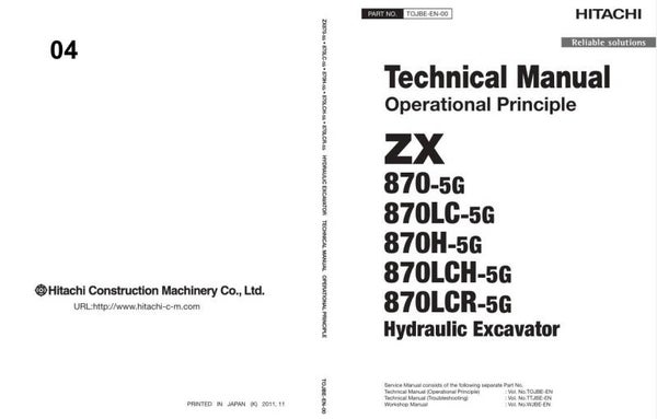 *+ 04 Hitachi ZX870-5G Series Technical Manuals 865 pages