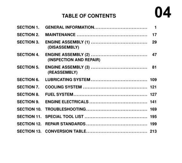 BH 04 JCB Engines Isuzu A-4JG1 Workshop Manual 222 pages