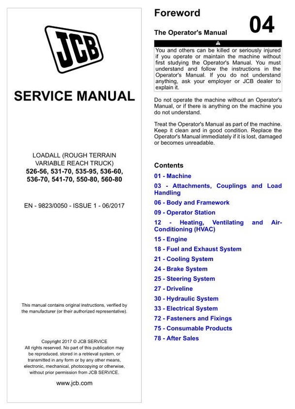 BH 04 JCB 526-56, 531-70, 535-95, 536-60,536-70, 541-70, 550-80, 560-80 Service Repair Manual 3219 pages