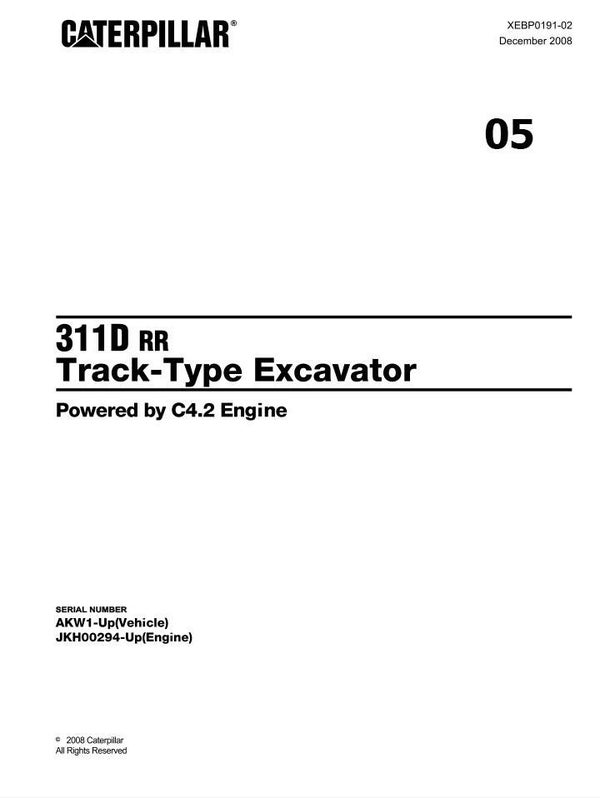 +05 Caterpillar 311DRR Excavator Parts Manual 853 pages