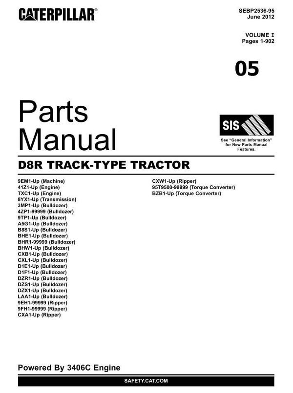 +++05 Caterpillar D8R TRACK-TYPE TRACTOR Parts Manual 1050 pages