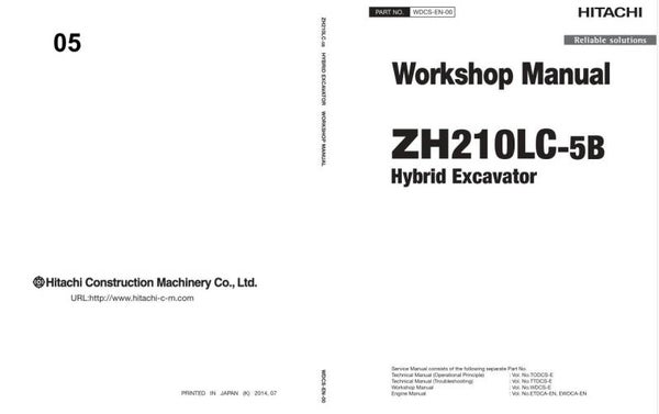 !! 05 Hitachi ZH210LC-5B Hybrid Excavator Workshop Manual and Diagrams 2062 pages