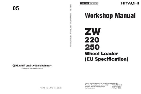 33D 05 Hitachi ZW220 ZW250 Wheel Loader Workshop Manual 531 pages