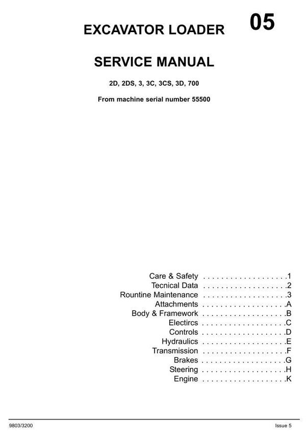 BH 05 JCB 2D 2DS 3 3C 3CS 3D 700 Backhoe Loader Service Repair Manual 445 pages