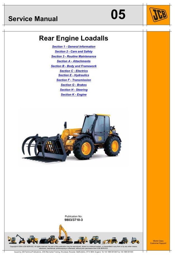 BH 05 JCB Rear Engine Loadalls 526, 526S, 528-70, 528S Service Repair Manual 608 pages