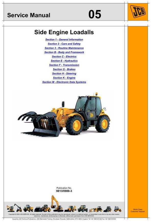 BH 05 JCB Loadall machines in the 5A and 5T groups Service Repair Manual 2946 pages