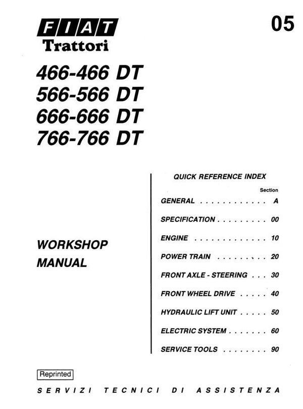 NHT  05 NEW HOLLAND FIAT 466 466DT 566 566DT 666 666DT 766 766DT Workshop Manual 252 pages