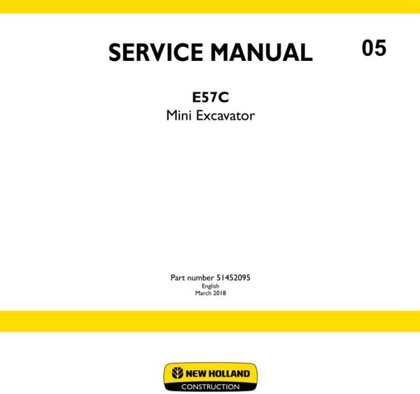 NHB  05 New Holland E57C Mini Excavator Service Manual 1882 pages