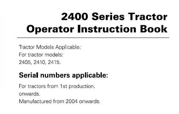 MFO Massey Ferguson 2405, 2410, 2415 Tractors Operation and Maintenance Manual