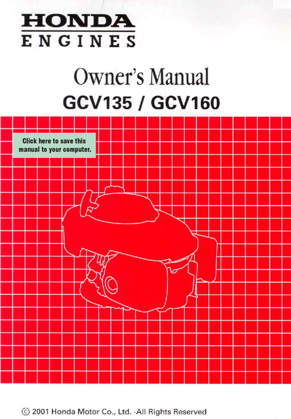 Honda GCV Series -GCV135 Engine Operators Service Manual