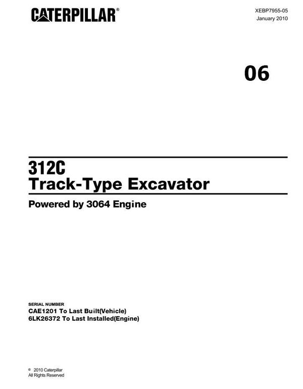 +06 Caterpillar 312C Excavator Parts Manual 1119 pages