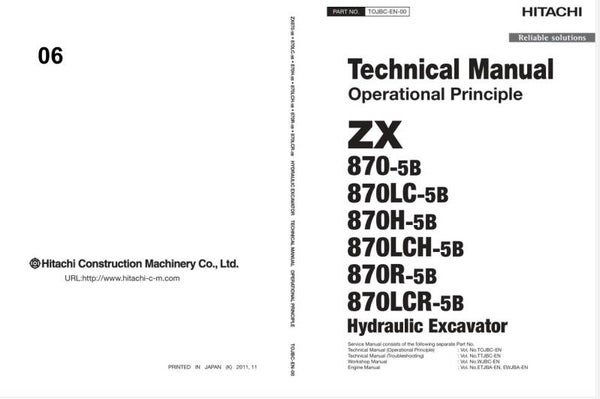 *+ 06 Hitachi ZX870-5B Series Technical Manuals 941 pages
