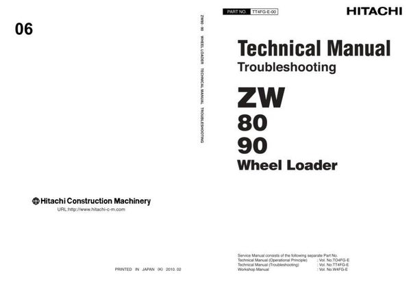 33D 06 Hitachi ZW 80-90 Wheel Loader Technical Troubleshooting Manual 481 pages