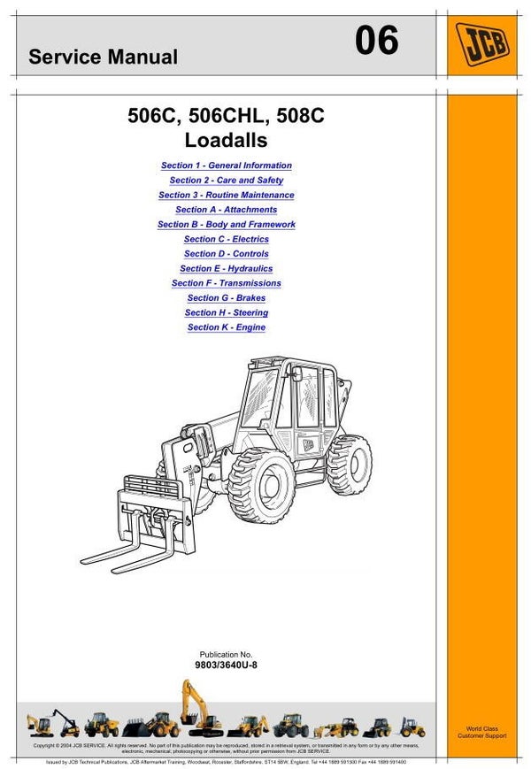 JC 06 JCB 506C, 506CHL, 508C Loadall Service Repair Manual 716 pages