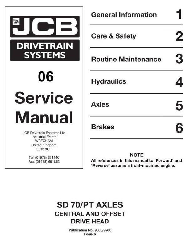 BH 06 JCB Drivetrain SD 70 PT Axles Service Repair Manual 129 pages