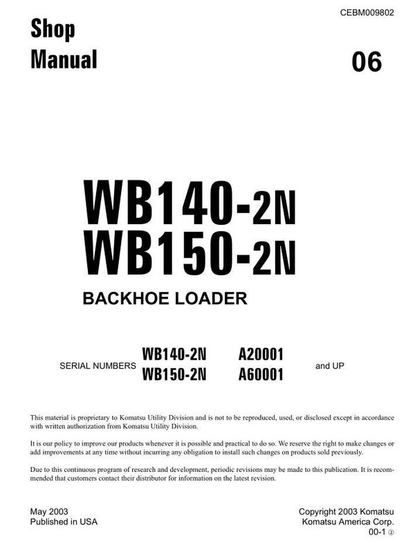 KM  06 Komatsu WB140-2N, WB150-2N USA Backhoe Loader Workshop Manual 405 pages