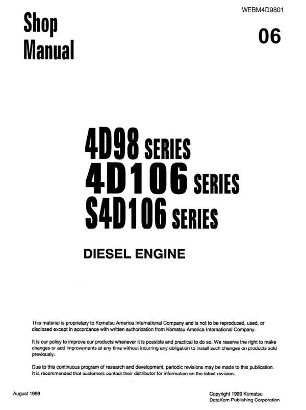 KM  06 Komatsu 4D98 , 4D106, S4D106 Engine Series Workshop Manual 181 pages