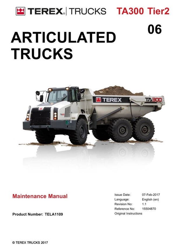 TR  06 Terex TA300 Tier2 Dump Truck Maintenance Repair Manual 867 pages