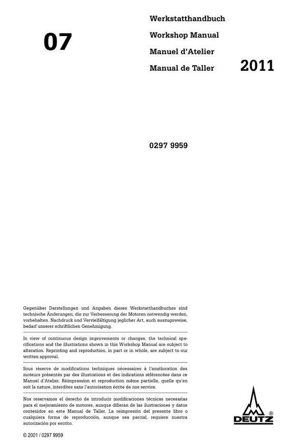 ))) 07 DEUTZ Engine 2011 Workshop Manual 379 pages