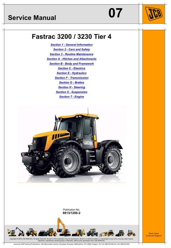 JA 07 JCB Fastrac 3200, 3230 Tier 4 Service Repair Manual 1104 pages