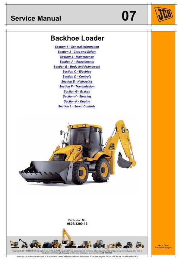 BH 07 JCB 3C 3CX 4CX Backhoe Loader Service Repair Manual 1911 pages