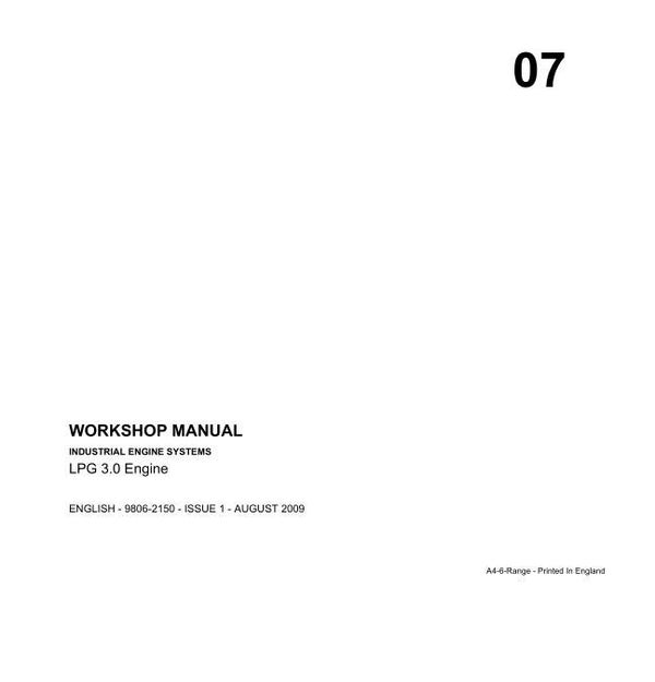 BH 07 JCB LPG 3.0 Industrial Engine Systems Workshop Manual 191 pages