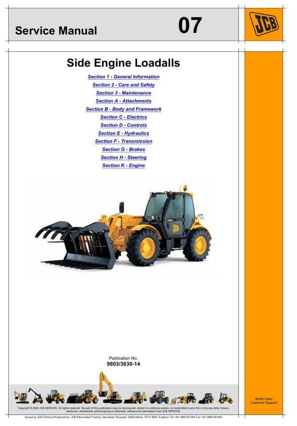 BH 07 JCB Side Engine Loadalls 530, 532, 533, 535, 537, 540 Service Repair Manual 1012 pages