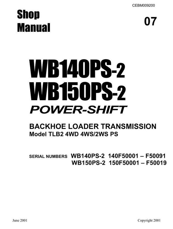 KM  07 Komatsu WB140PS-2, WB150PS-2 Italy Backhoe Loader Transmission Workshop Manual 203 pages