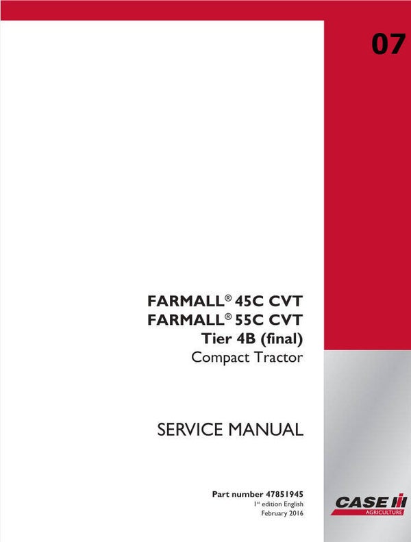 SSS07 Case IH Farmall 45c 55c Tractor Workshop Manual  1841 Pages