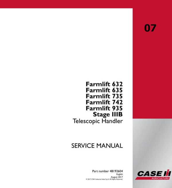 07 Case Farmlift 632, 635, 735, 742, 935 Service Repair Manual    2670 Pages