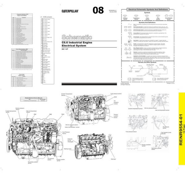 -08 Caterpillar C6.6 Industrial Engine Electrical Schematic  Very small 2 pages
