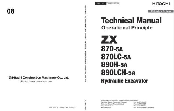 *+ 08 Hitachi ZX870-5A, ZX890-5A Series Technical Manuals 867 pages